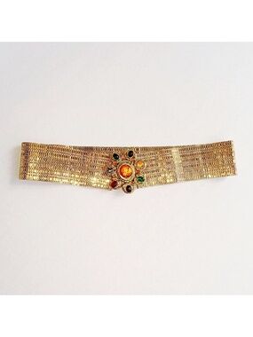 Rare CHANEL 1996 Maison Gripoix Gold tone Byzantine Mesh Belt Runway Vintage XXS